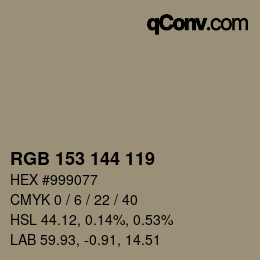 Color code: RGB 153 144 119 | qconv.com