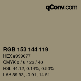 カラーコード: RGB 153 144 119 | qconv.com