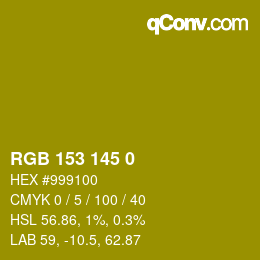 颜色代码: RGB 153 145 0 | qconv.com