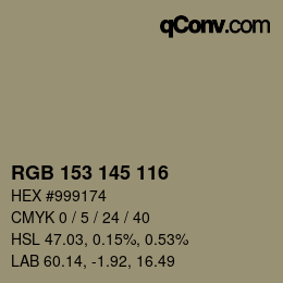 Color code: RGB 153 145 116 | qconv.com