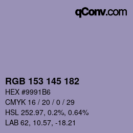 Código de color: RGB 153 145 182 | qconv.com