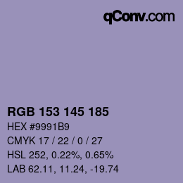 Color code: RGB 153 145 185 | qconv.com