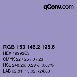 カラーコード: RGB 153 146.2 195.6 | qconv.com