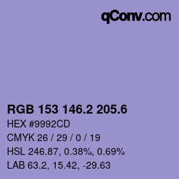 カラーコード: RGB 153 146.2 205.6 | qconv.com