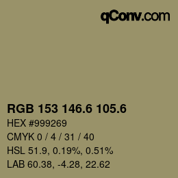 カラーコード: RGB 153 146.6 105.6 | qconv.com
