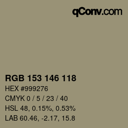 カラーコード: RGB 153 146 118 | qconv.com