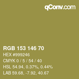 カラーコード: RGB 153 146 70 | qconv.com