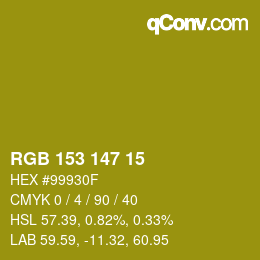 Color code: RGB 153 147 15 | qconv.com