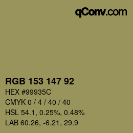 Código de color: RGB 153 147 92 | qconv.com