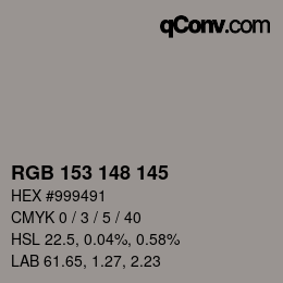 Código de color: RGB 153 148 145 | qconv.com