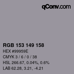 颜色代码: RGB 153 149 158 | qconv.com