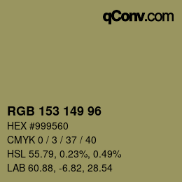 Código de color: RGB 153 149 96 | qconv.com