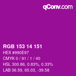 Color code: RGB 153 14 151 | qconv.com