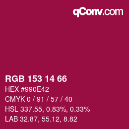 Color code: RGB 153 14 66 | qconv.com