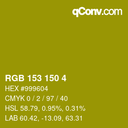 Color code: RGB 153 150 4 | qconv.com