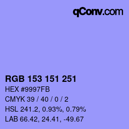 Color code: RGB 153 151 251 | qconv.com