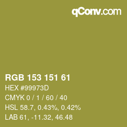 Color code: RGB 153 151 61 | qconv.com