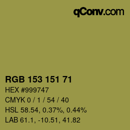 Color code: RGB 153 151 71 | qconv.com