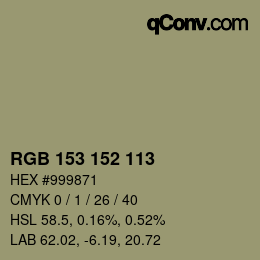 Color code: RGB 153 152 113 | qconv.com