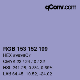 Color code: RGB 153 152 199 | qconv.com