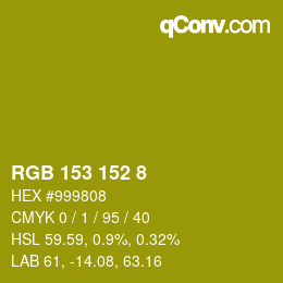 カラーコード: RGB 153 152 8 | qconv.com