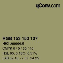 Color code: RGB 153 153 107 | qconv.com