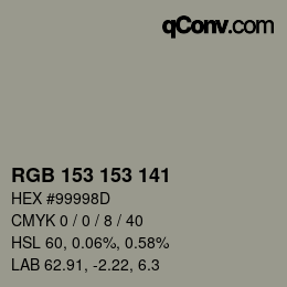 Color code: RGB 153 153 141 | qconv.com