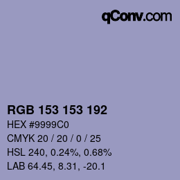 Color code: RGB 153 153 192 | qconv.com