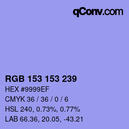 Color code: RGB 153 153 239 | qconv.com