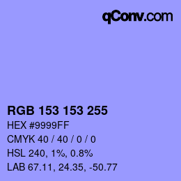 Color code: RGB 153 153 255 | qconv.com