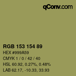 Color code: RGB 153 154 89 | qconv.com
