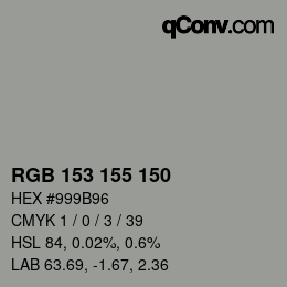 Farbcode: RGB 153 155 150 | qconv.com