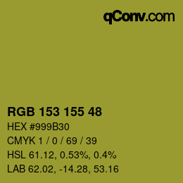 カラーコード: RGB 153 155 48 | qconv.com