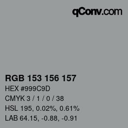 Color code: RGB 153 156 157 | qconv.com