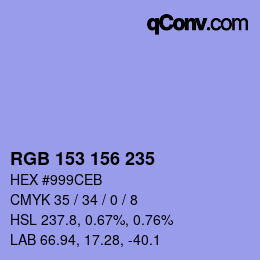 Color code: RGB 153 156 235 | qconv.com
