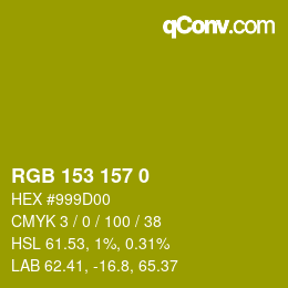 Color code: RGB 153 157 0 | qconv.com