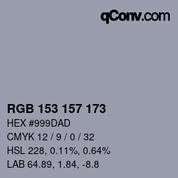 颜色代码: RGB 153 157 173 | qconv.com
