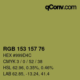 Color code: RGB 153 157 76 | qconv.com