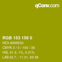 Color code: RGB 153 158 0 | qconv.com