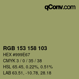 颜色代码: RGB 153 158 103 | qconv.com