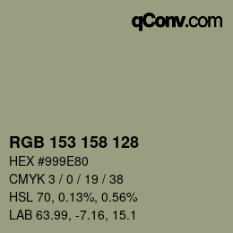 颜色代码: RGB 153 158 128 | qconv.com