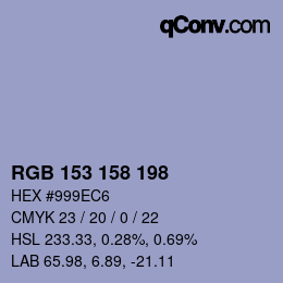 Color code: RGB 153 158 198 | qconv.com