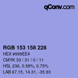 カラーコード: RGB 153 158 228 | qconv.com