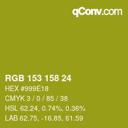 カラーコード: RGB 153 158 24 | qconv.com
