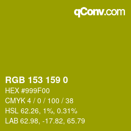 Color code: RGB 153 159 0 | qconv.com