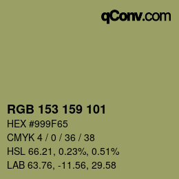 Farbcode: RGB 153 159 101 | qconv.com