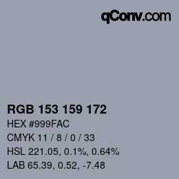 カラーコード: RGB 153 159 172 | qconv.com