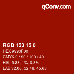 Color code: RGB 153 15 0 | qconv.com