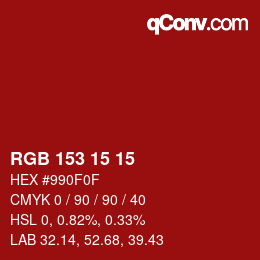 Color code: RGB 153 15 15 | qconv.com