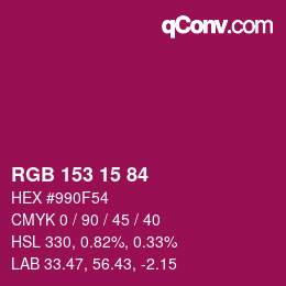 Color code: RGB 153 15 84 | qconv.com